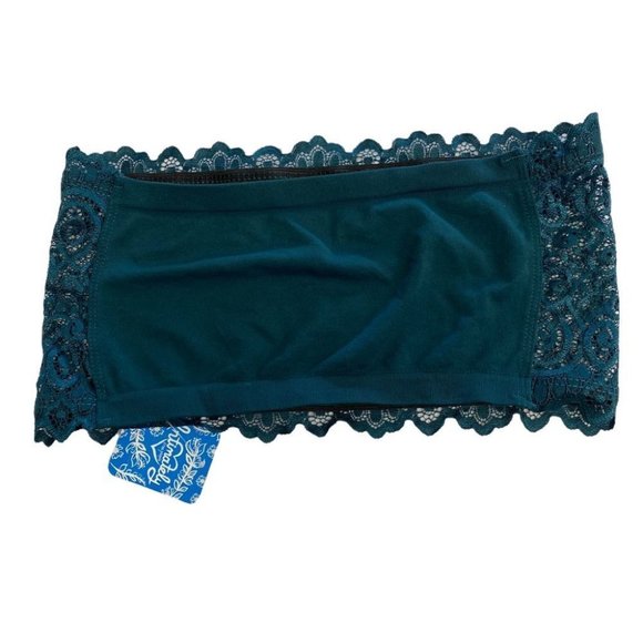 Free People M/L lace Bandeau Bra green New Strapless - Picture 3 of 4